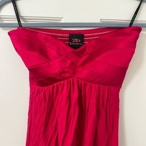 Strapless fuchsia pink mini dress from Bebe
